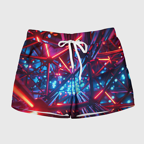 Женские шорты Неоновые трубки / 3D-принт – фото 1