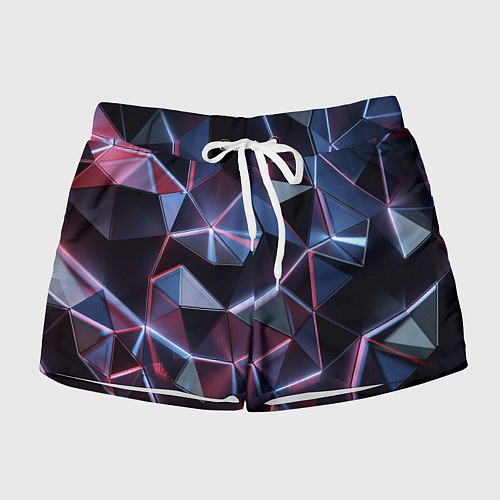 Женские шорты Неоновые геометрические плиты / 3D-принт – фото 1