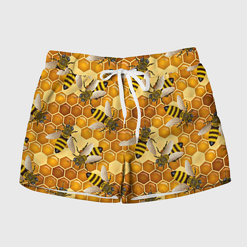 Женские шорты Пчелиный цветной паттерн / 3D-принт – фото 1