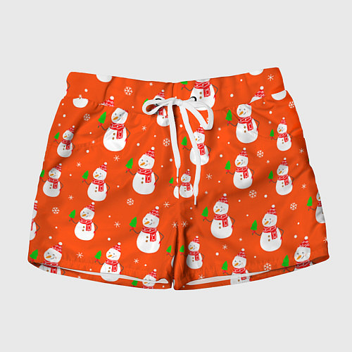 Женские шорты Новогодние снеговики паттерн / 3D-принт – фото 1