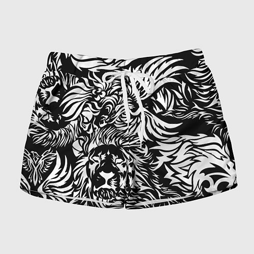 Женские шорты Лев и орел в виде узоров / 3D-принт – фото 1