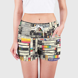 Шорты женские Видеокассеты vhs, цвет: 3D-принт — фото 2