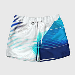 Шорты женские Горизонтальные полосы на сине-белом фоне, цвет: 3D-принт