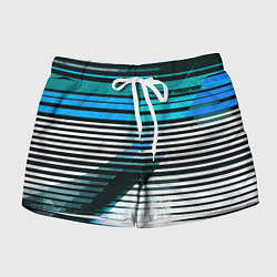 Женские шорты Сине-чёрные полосы на белом фоне