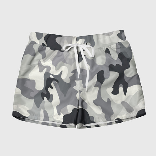 Женские шорты Бело-серый камуфляж / 3D-принт – фото 1