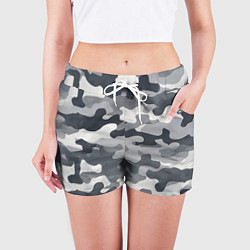 Шорты женские Камуфляж армейский серый, цвет: 3D-принт — фото 2