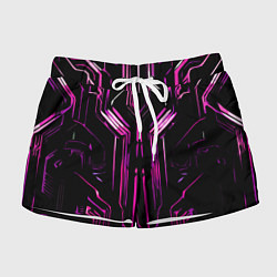 Шорты женские Розовые полосы на чёрном фоне, цвет: 3D-принт
