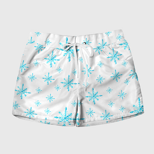 Женские шорты Зимний узор из снежинок / 3D-принт – фото 1