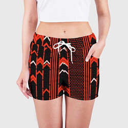Шорты женские Красные обои на чёрном фоне, цвет: 3D-принт — фото 2
