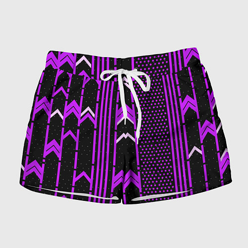 Женские шорты Фиолетовые обои на чёрном фоне / 3D-принт – фото 1