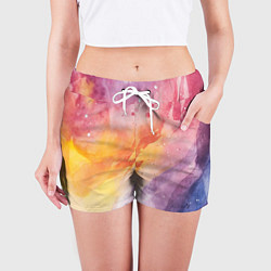 Шорты женские Краски акварели, цвет: 3D-принт — фото 2