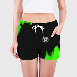 Шорты женские Skoda краски зеленые, цвет: 3D-принт — фото 2