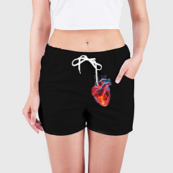 Шорты женские Яркое стеклянное сердце огонь внутри, цвет: 3D-принт — фото 2