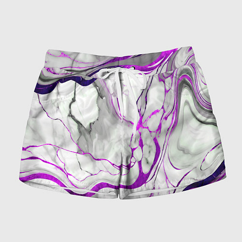 Женские шорты Фиолетово-белый мрамор / 3D-принт – фото 1