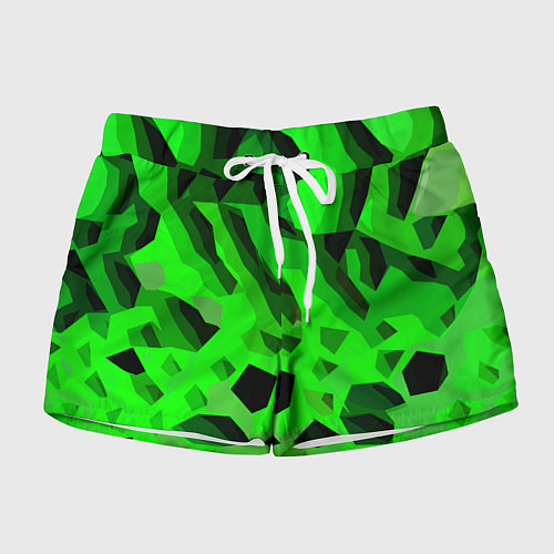Женские шорты Чёрно-зелёная пористая абстракция / 3D-принт – фото 1