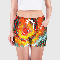 Шорты женские Оптические краски текстура, цвет: 3D-принт — фото 2