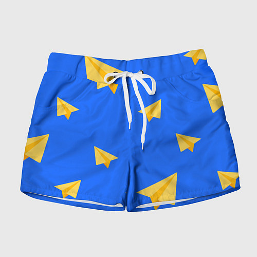 Женские шорты Желтый самолетик / 3D-принт – фото 1
