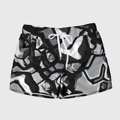 Женские шорты Чёрно-серая абстракция / 3D-принт – фото 1
