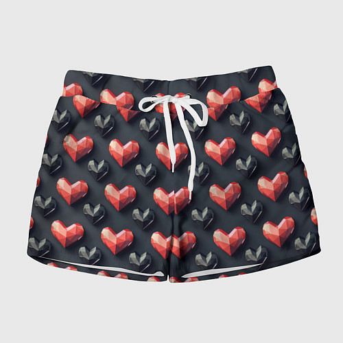 Женские шорты Геометрические сердечки / 3D-принт – фото 1