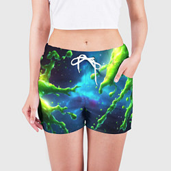 Шорты женские Зеленые брызги, цвет: 3D-принт — фото 2