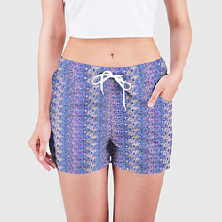 Шорты женские Сиреневый с узором паттерн, цвет: 3D-принт — фото 2