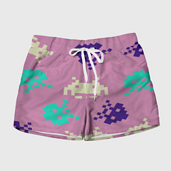 Шорты женские Пиксели фильтр, цвет: 3D-принт