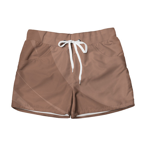 Женские шорты Мокко Мусс однотонный с полосой / 3D-принт – фото 1