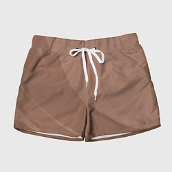 Шорты женские Мокко Мусс однотонный с полосой, цвет: 3D-принт