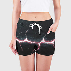 Шорты женские Разлом на черной плите, цвет: 3D-принт — фото 2