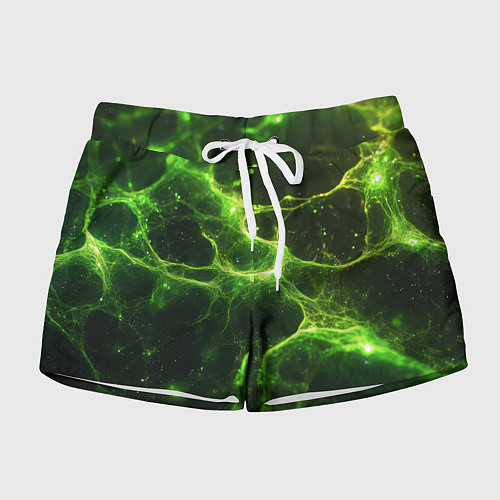 Женские шорты Зеленые волокна текстура / 3D-принт – фото 1