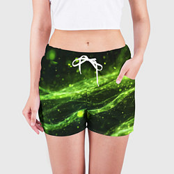 Шорты женские Текстура зеленая жидкость, цвет: 3D-принт — фото 2