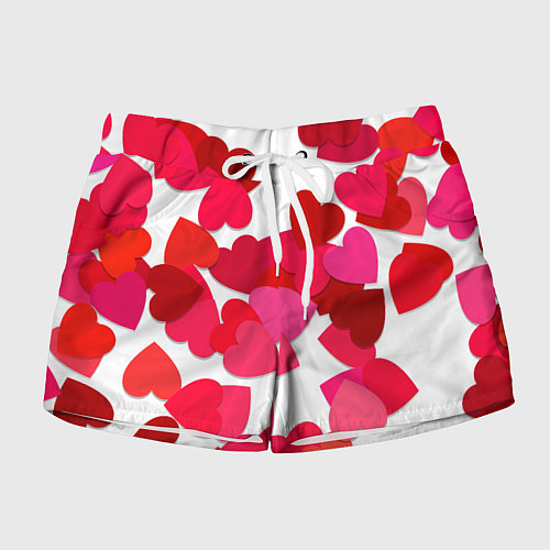 Женские шорты Сердца россыпь / 3D-принт – фото 1