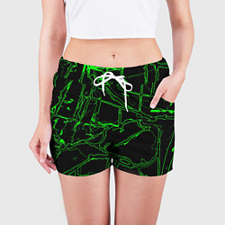Шорты женские Зелёная графическая абстракция, цвет: 3D-принт — фото 2