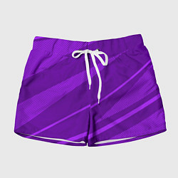 Шорты женские Фиолетовый однотонный абстракция с полосой, цвет: 3D-принт