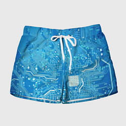 Шорты женские Системная плата, цвет: 3D-принт