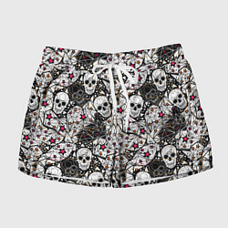 Шорты женские Черепа и красные звезды, цвет: 3D-принт