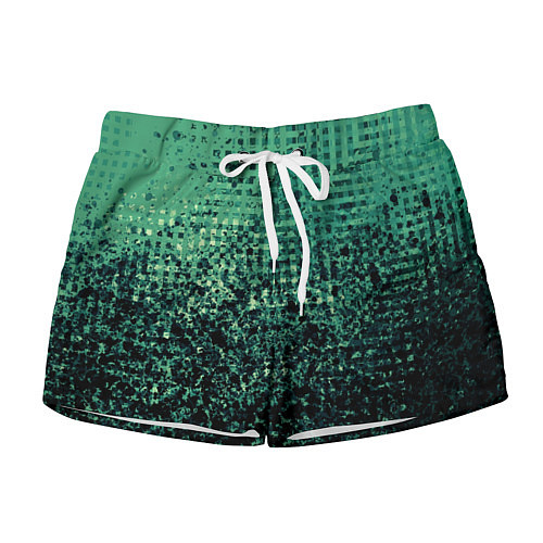 Женские шорты Чёрно-зелёный абстракция с пятнами / 3D-принт – фото 1