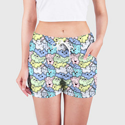 Шорты женские Милые облачка мультяшные, цвет: 3D-принт — фото 2