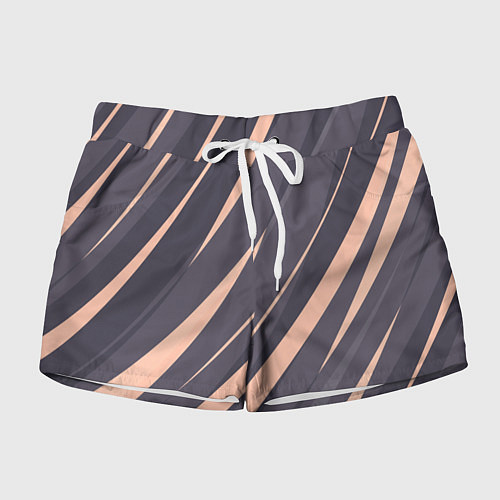Женские шорты Перламутровый серый полосы / 3D-принт – фото 1