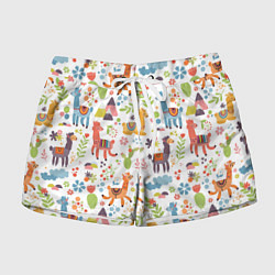 Шорты женские Ламы паттерн, цвет: 3D-принт