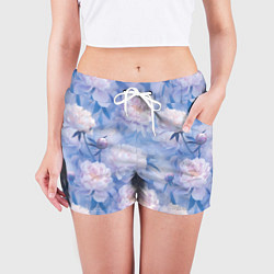 Шорты женские Цветы в туманности, цвет: 3D-принт — фото 2