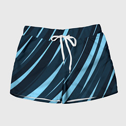 Шорты женские Тёмный бирюзовый контрастные полосы, цвет: 3D-принт