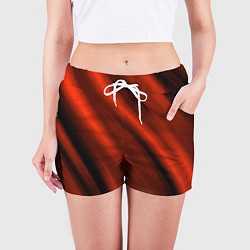 Шорты женские Красно-оранжевый полосы текстурные с затемнением, цвет: 3D-принт — фото 2