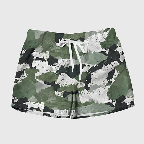 Женские шорты Зеленый фактурный камуфляж / 3D-принт – фото 1