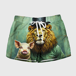 Женские шорты Лев со свиньей