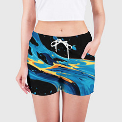 Шорты женские Синяя волна из красок, цвет: 3D-принт — фото 2