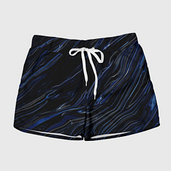 Шорты женские Чёрно-синий абстракция линии, цвет: 3D-принт