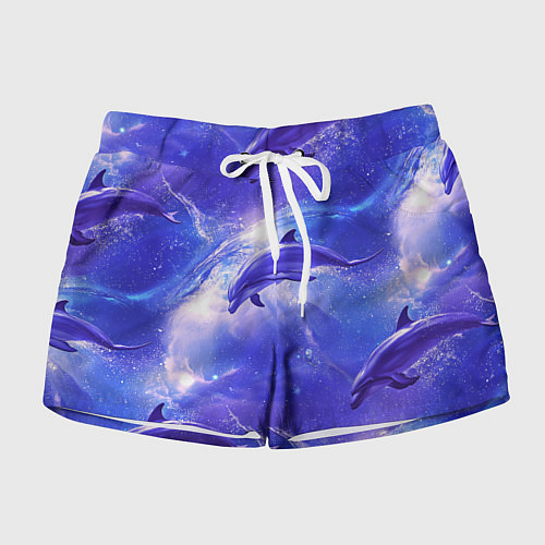 Женские шорты Дельфины в волшебном море паттерн / 3D-принт – фото 1