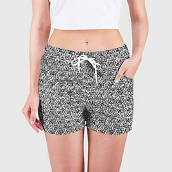 Шорты женские Чёрно-белый текстурный, цвет: 3D-принт — фото 2