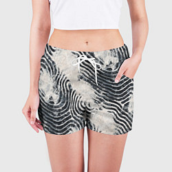 Шорты женские Текстура гранж - абстрактные линии, цвет: 3D-принт — фото 2